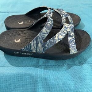 REEL LEGENDS Bahama Slides Sandals Womens W7 Blue Open Toe